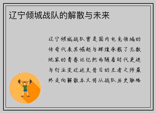 辽宁倾城战队的解散与未来